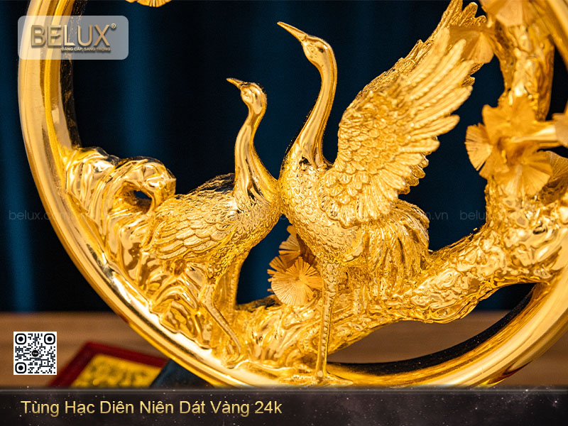 Quà Tặng Tùng Hạc Diên Niên Dát Vàng 24k